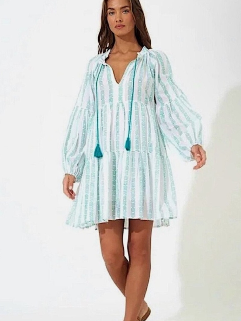 Oliphant Balloon Sleeve Short Dress- Archer Green